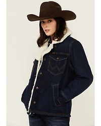 Wrangler Women's Dark Wash Sherpa Lined Denim Jacket