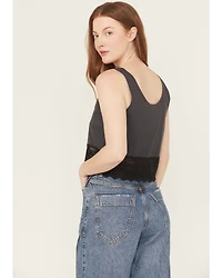 Blended Women's Moto Lace Sleeveless Cropped Tank Top