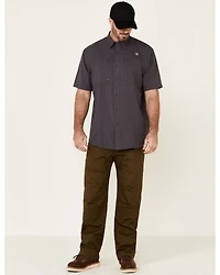 Ariat Men's Solid Charcoal Tek Button-Down Short Sleeve Western Shirt - Tall