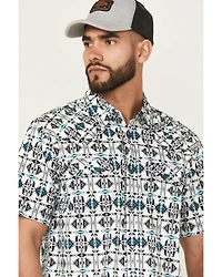 Moonshine Spirit Men's Thunder Cloud Southwestern Print Short Sleeve Snap Western Shirt
