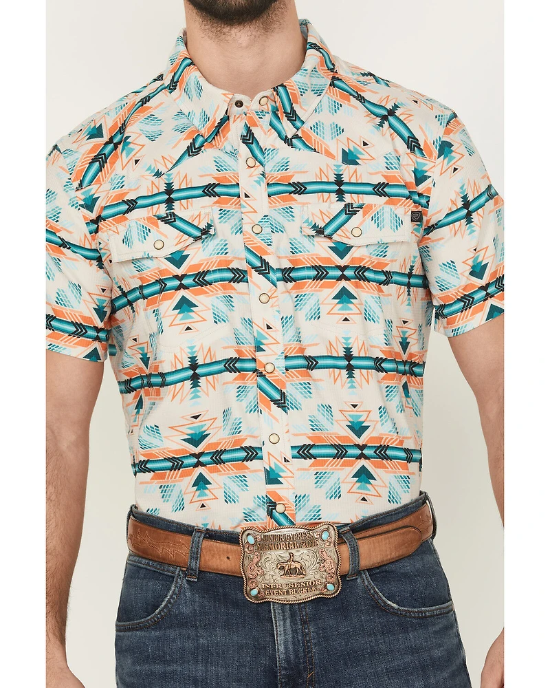 Panhandle Men's Boot Barn Exclusive TEK Southwestern Print Short Sleeve Performance Western Shirt