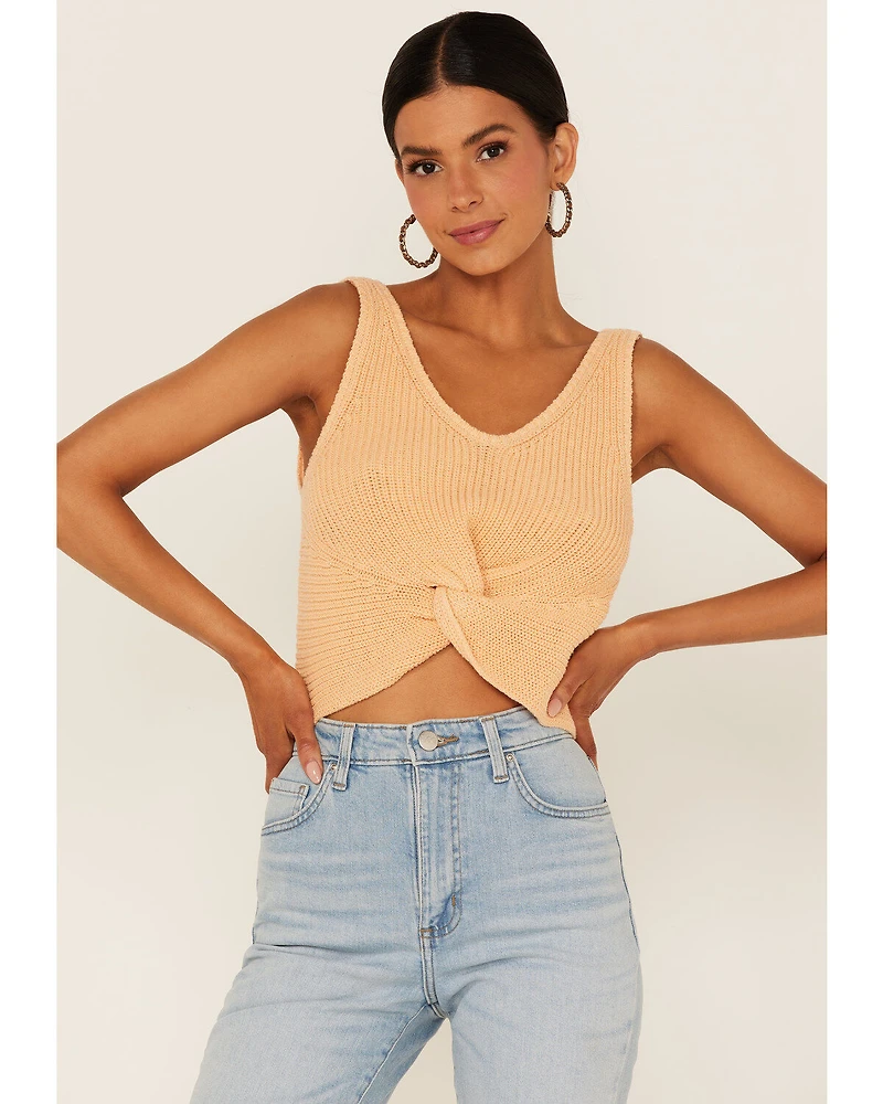 Shyanne Women's Peach Twist Front Sweater Tank
