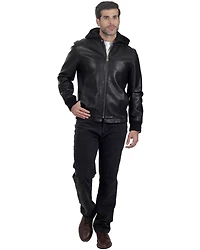 Frye Men's Racer Zip-Up Hooded Leather Jacket