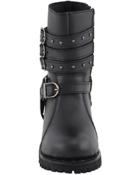 Milwaukee Leather Women's Triple Buckle Harness Moto Boots - Round Toe