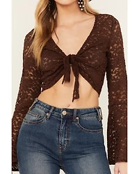 Shyanne Women's Lace Tie Front Bell Sleeve Top