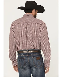 George Strait Wrangler Men's Checkered Long Sleeve Button-Down Stretch Western Shirt