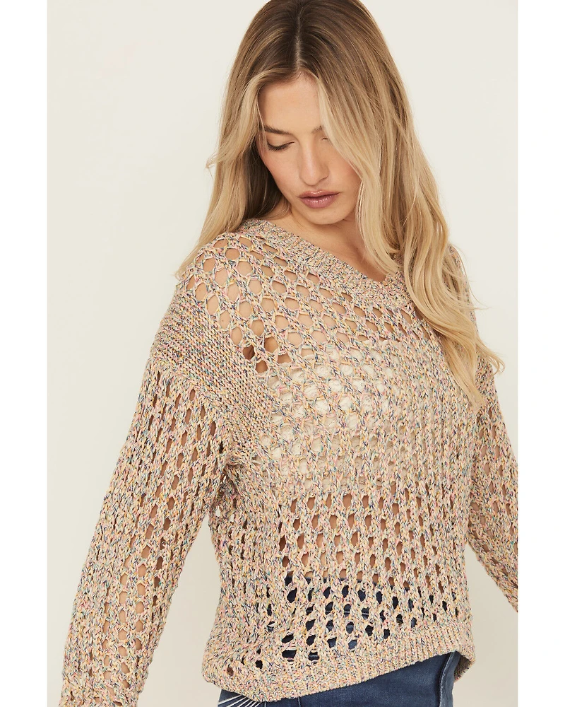 Cleo + Wolf Women's Allison Spacedye Open Weave Sweater