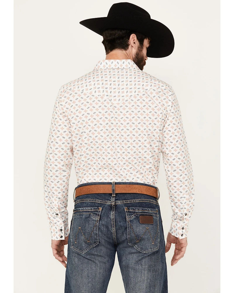 Gibson Trading Co Men's Barbed Wire Geo Print Long Sleeve Western Snap Shirt