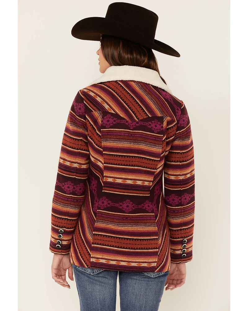 Powder River Outfitters Women's Southwestern Print Jacquard Sherpa-Lined Coat