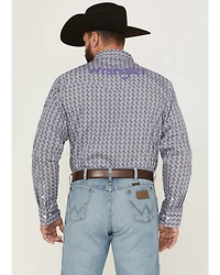 Wrangler Men's Printed Logo Long Sleeve Button-Down Western Shirt