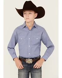 Rough Stock by Panhandle Boys' Striped Long Sleeve Pearl Snap Stretch Western Shirt