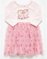Sugar California Toddler Girls' Cowboy Boot Long Sleeve Tutu Dress
