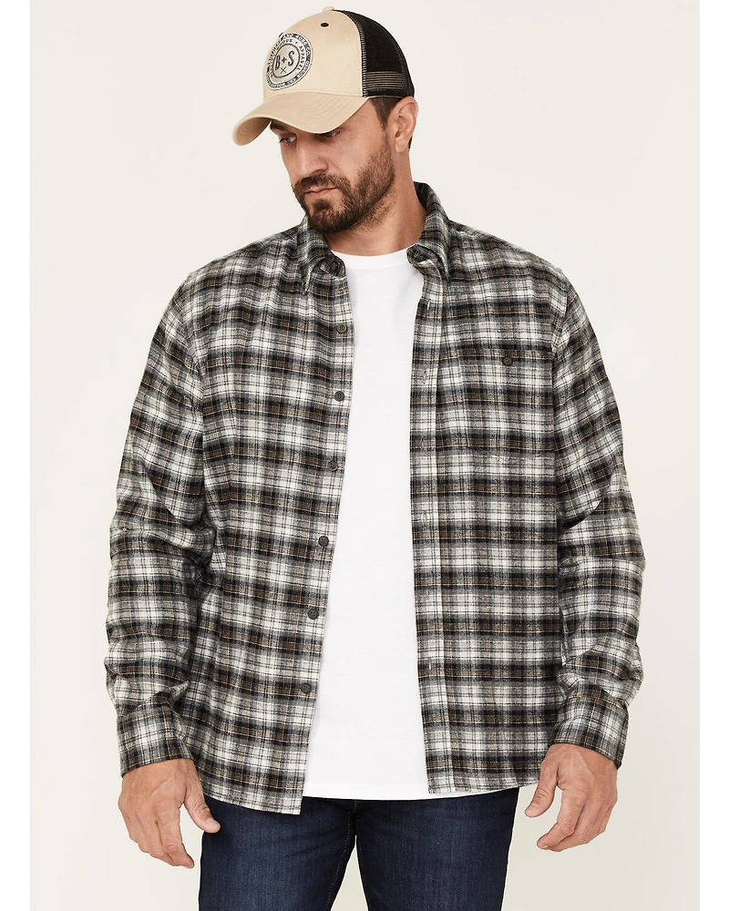 North River Men's Small Plaid Print Long Sleeve Button-Down Flannel Shirt