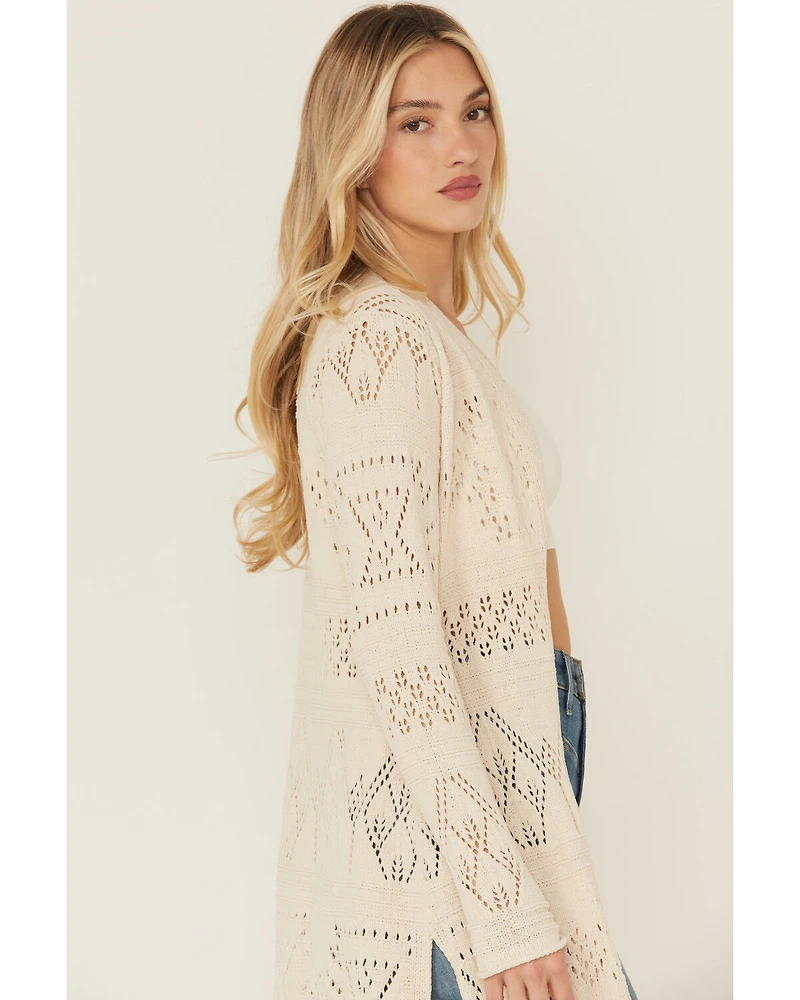 Shyanne Women's Open Weave Chenille Duster Cardigan
