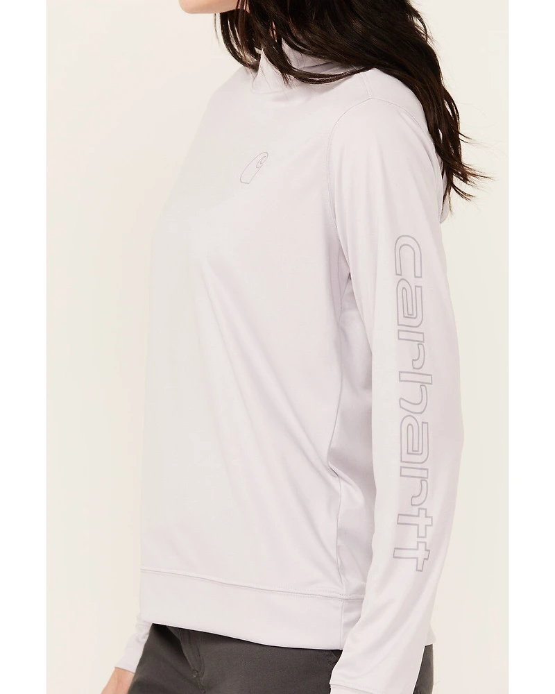 Carhartt Women's Force Sun Defender Relaxed Fit Lightweight Logo Hooded Graphic Long Sleeve
