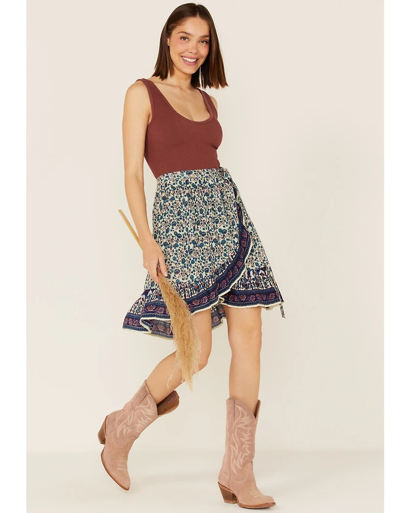 Bila Women's Border Print Wrap Mini Skirt