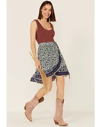 Bila Women's Border Print Wrap Mini Skirt