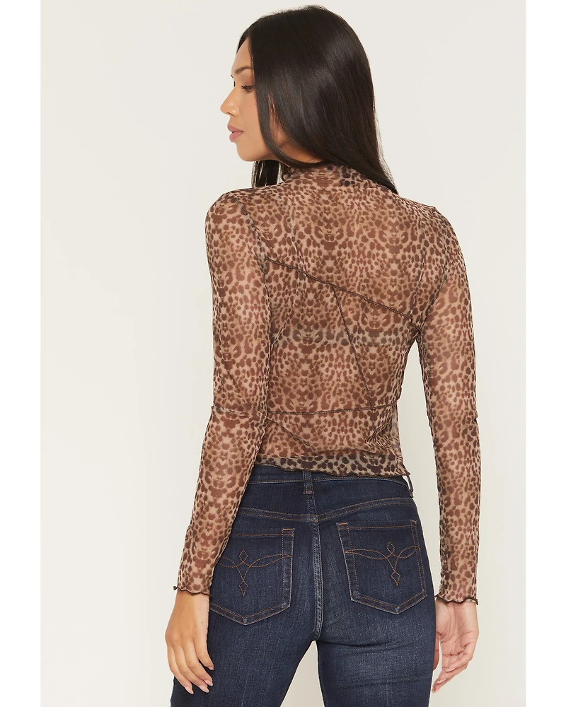 Panhandle Women's Boot Barn Exclusive Leo Leopard Print Long Sleeve Mesh Top