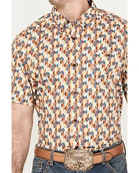 RANK 45® Men's Abstract Geo Print Short Sleeve Button-Down Shirt