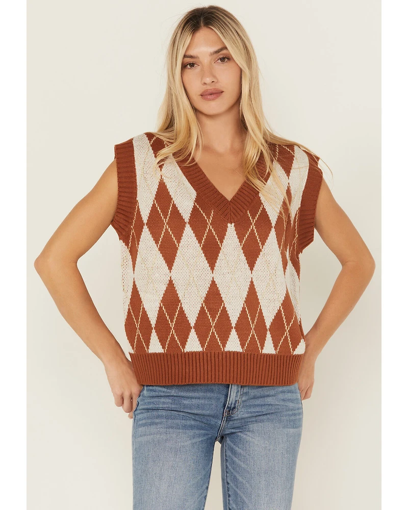 Sadie & Sage Women's Argyle Print Sweater Vest