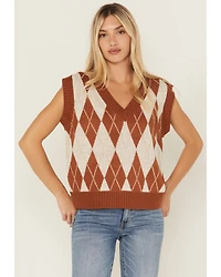 Sadie & Sage Women's Argyle Print Sweater Vest