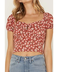 Idyllwind Women's Bay Cove Floral Crop Peasant Top