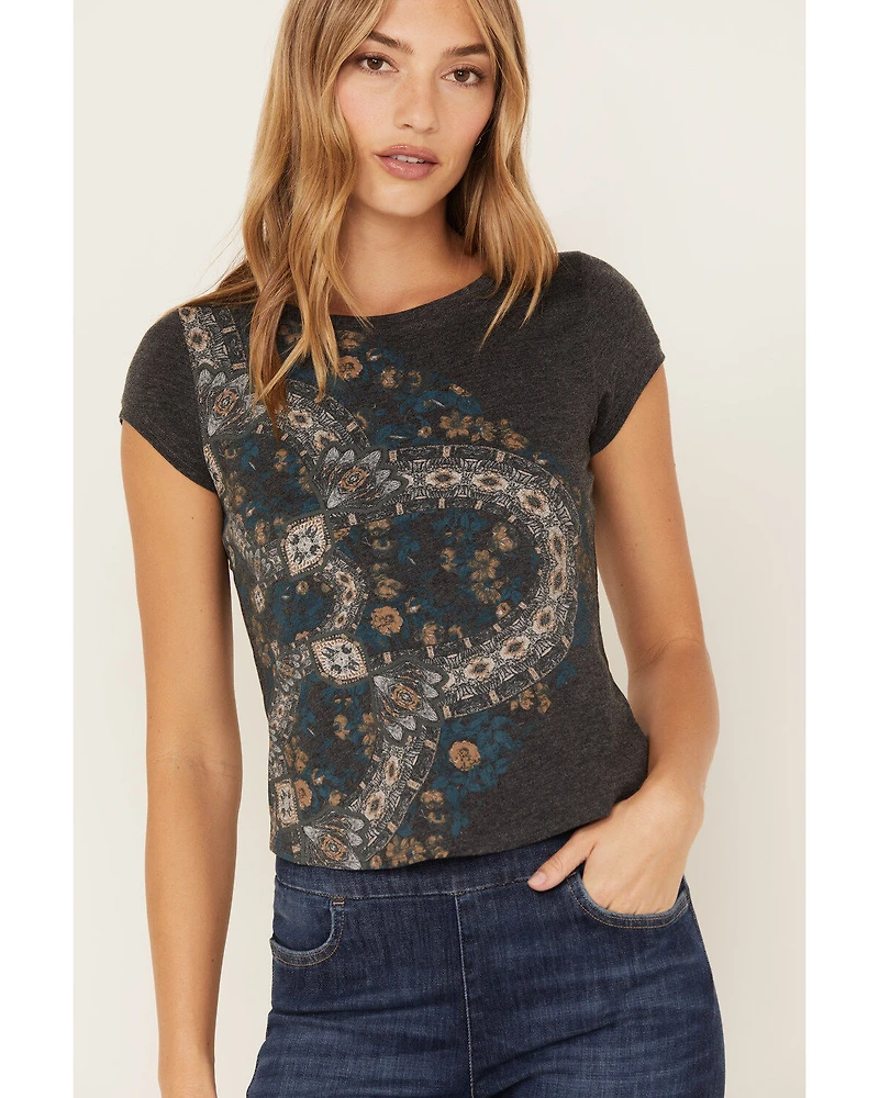 Shyanne Women's Bandana Short Sleeve Graphic Ringer Tee