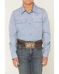 Cody James Boys' Coastal Cowboy Geo Print Long Sleeve Snap Western Shirt