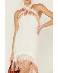 Shyanne Women's Fringe Halter Bodycon Mini Dress