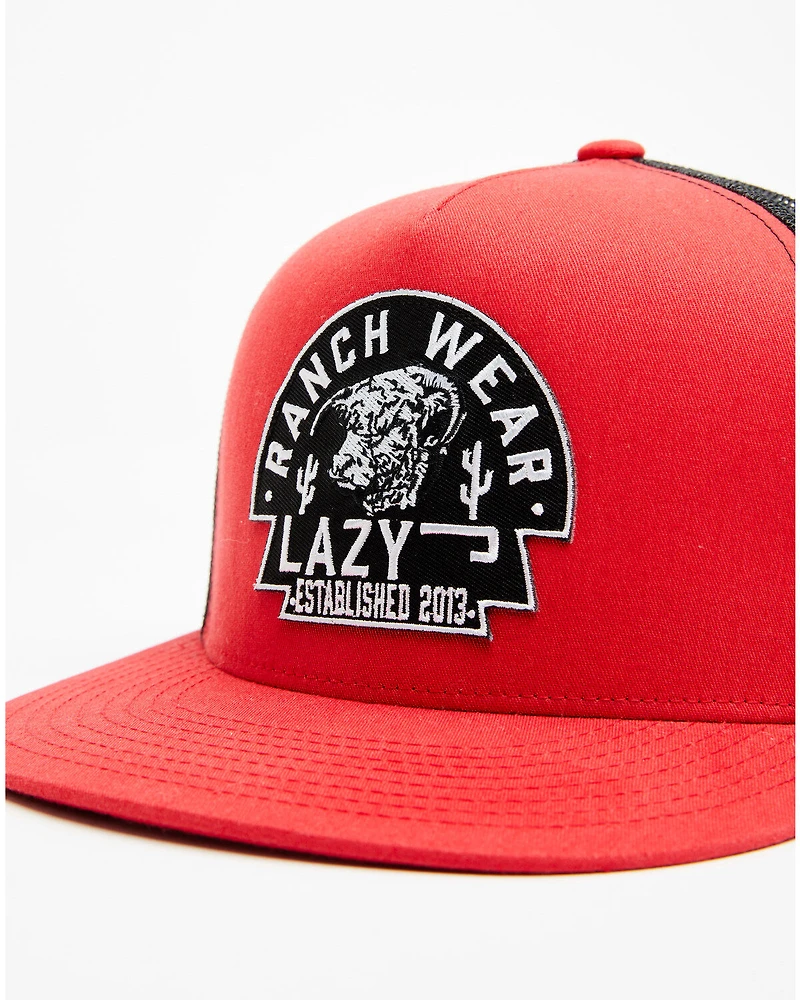 Lazy J Ranch Men's Red & Black Arrowhead Logo Patch Mesh-Back Ball Cap