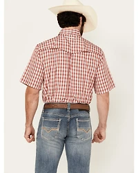 Wrangler Men's Plaid Print Short Sleeve Snap Performance Western Shirt