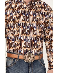 RANK 45® Men's Lockwood Geo Striped Print Long Sleeve Button-Down Stretch Western Shirt
