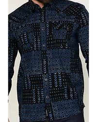 Moonshine Spirit Men's Twilight Southwestern Geo Print Long Sleeve Snap Western Shirt