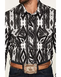 Rock & Roll Denim Men's Southwestern Print Long Sleeve Pearl Snap Stretch Western Shirt