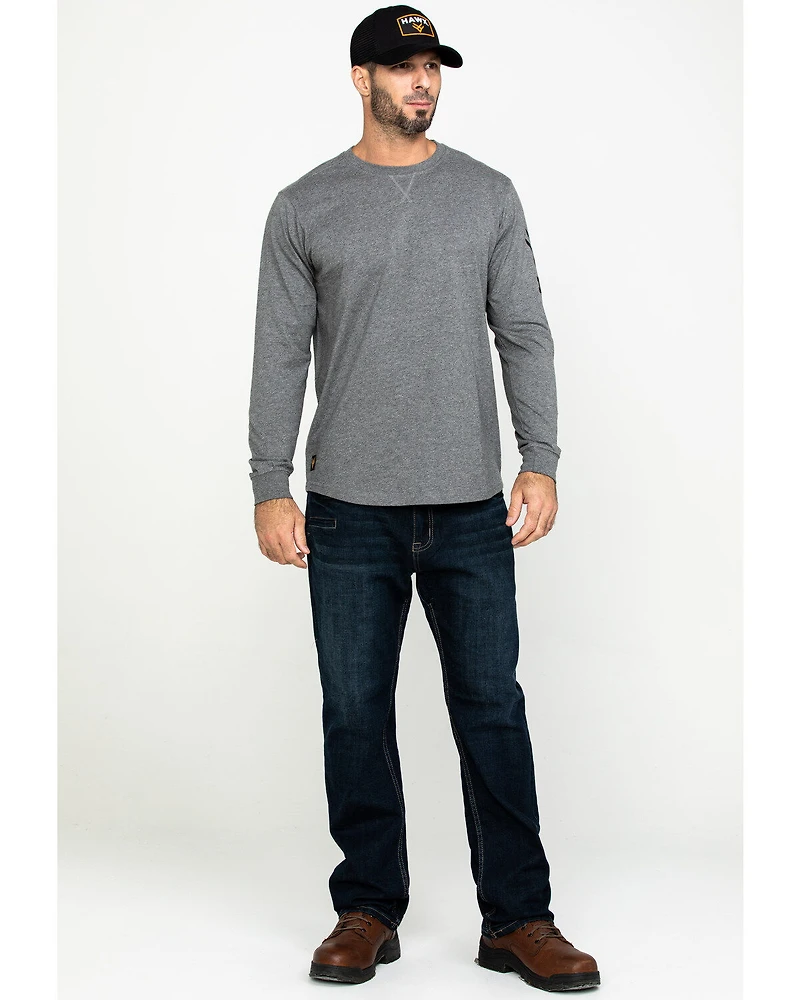 Hawx Men's Gray Logo Sleeve Long Work T-Shirt - Tall