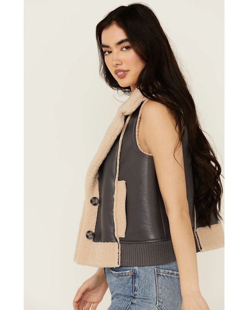 Cleo + Wolf Women's Charles Sherpa Bonded Faux Leather Vest