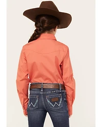 Shyanne Girls' Solid Long Sleeve Rhinestone Button-Down Stretch Western Riding Shirt