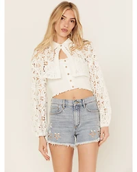 Miss Me Women's Lace Long Sleeve Button-Down Shirt