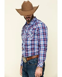 Rock & Roll Denim Men's Ombre Crinkle Plaid Long Sleeve Western Shirt