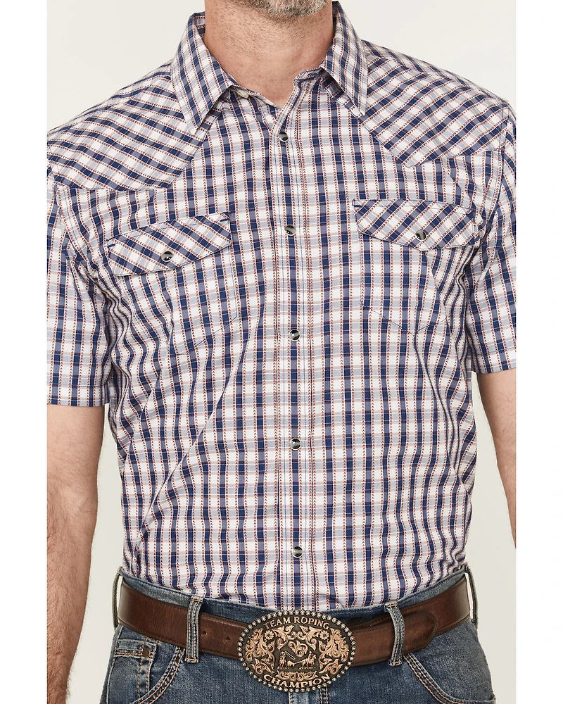 Gibson Trading Co Men's Pointed Arrow 2 Plaid Print Short Sleeve Snap Stretch Western Shirt