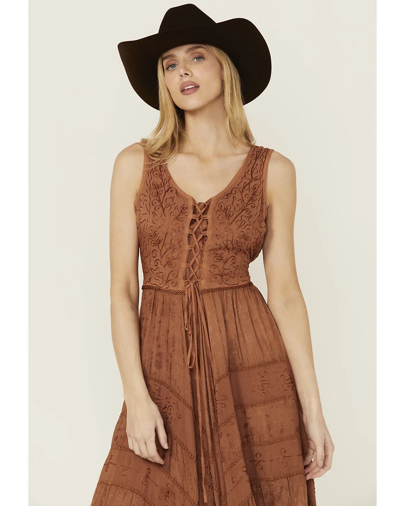 Scully Women's Lace-Up Jacquard Midi Dress