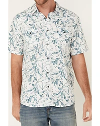 Moonshine Spirit Men's Vineyard Floral Print Short Sleeve Snap Western Shirt