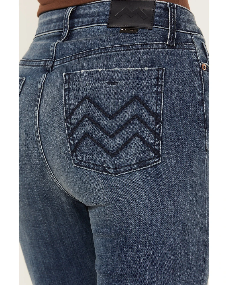 Mia and Moss Women's Kentucky Blues Medium Wash High Rise Flare Stretch Jeans