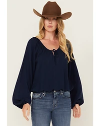 Cleo + Wolf Women's Christopher Solid Long Sleeve Peasant Top