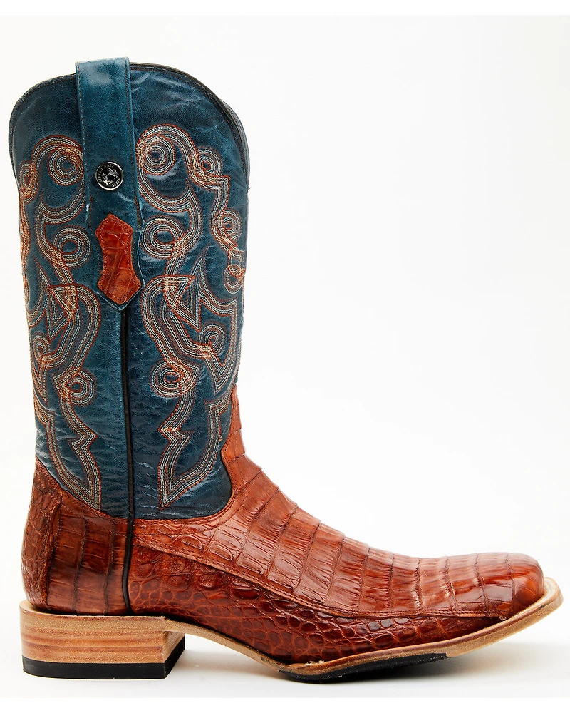 Tanner Mark Men's Exotic Caiman Belly Western Boots - Broad Square Toe