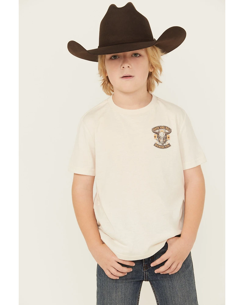 Rock & Roll Denim Boys' Long Horn Short Sleeve Graphic T-Shirt