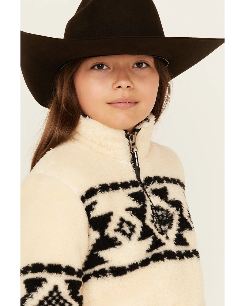 Roper Girls' Southwestern Print 1/4 Zip-Up Fleece Pullover