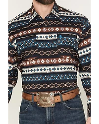 Rodeo Clothing Men's Southwestern Striped Long Sleeve Snap Western Shirt