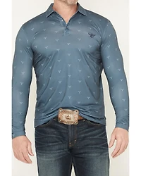 Cowboy Hardware Men's Steerhead Print Long Sleeve Snap Polo
