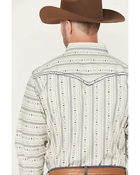 Cowboy Hardware Men's Southwestern Striped Print Long Sleeve Snap Stretch Western Shirt